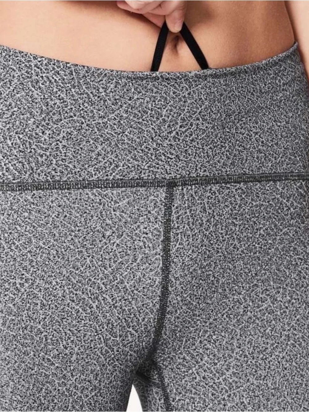 Lululemon High-Waist Gray Speckled Capri Leggings with Sheer Mesh Panel - Picture 3 of 7